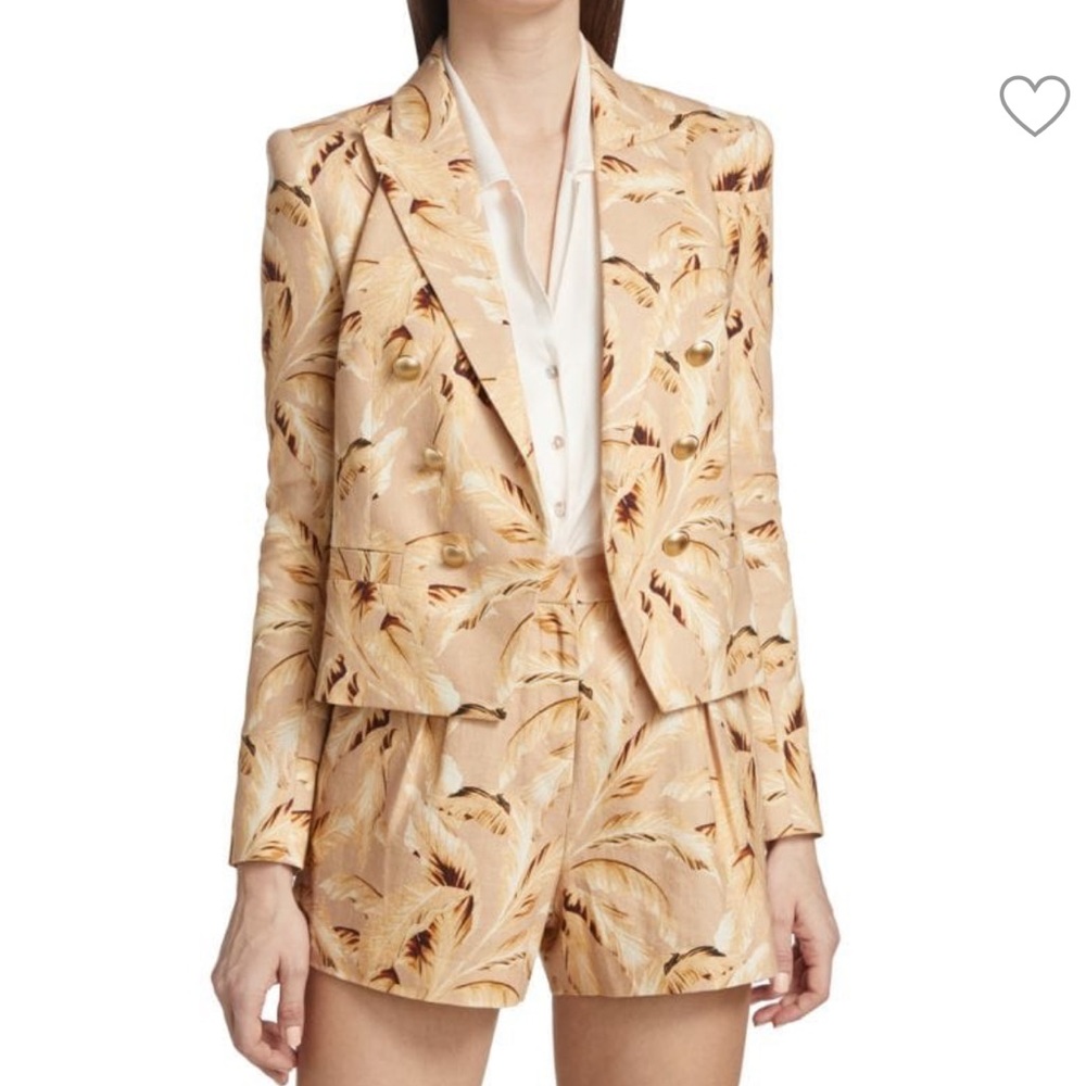 L’AGENCE Brooke Leaf Print Cropped Blazer